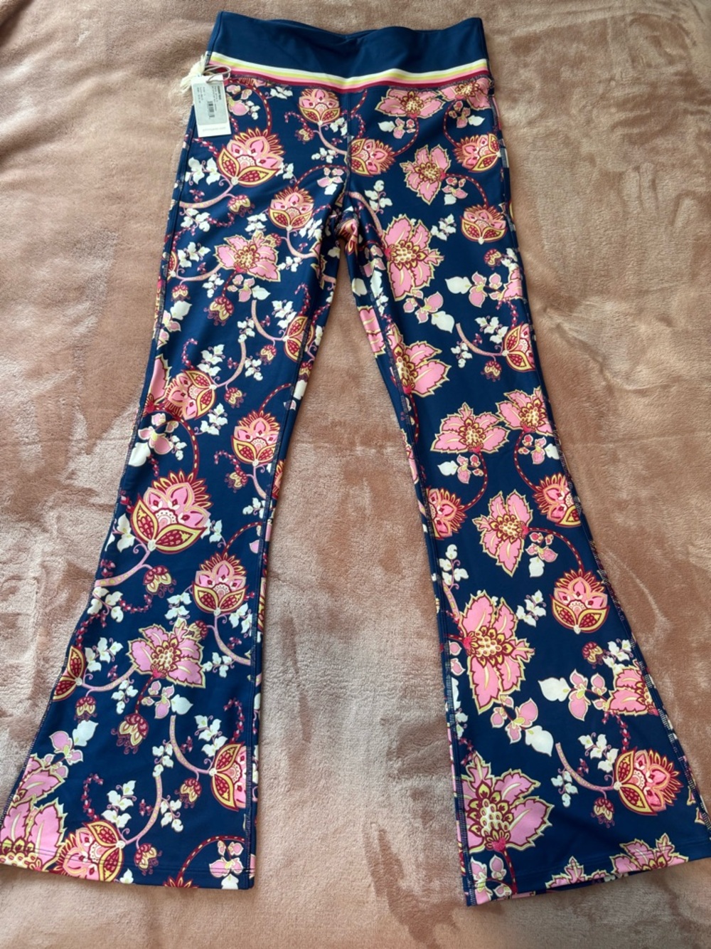 NWT Johnny Was Bee Active Baby Bell Leggings Active Pants, Blue Multi, Size L